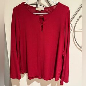 Michael Kors Rich Red Long Bell Sleeve Blouse, Size S